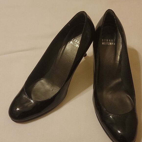 Stuart Weizman black patent leather heels size 7 - Picture 1 of 9